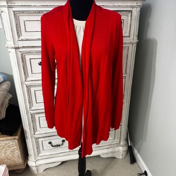 Talbots Petites Red Linen Blend Open Front Cardigan – Size SP - Picture 2 of 7